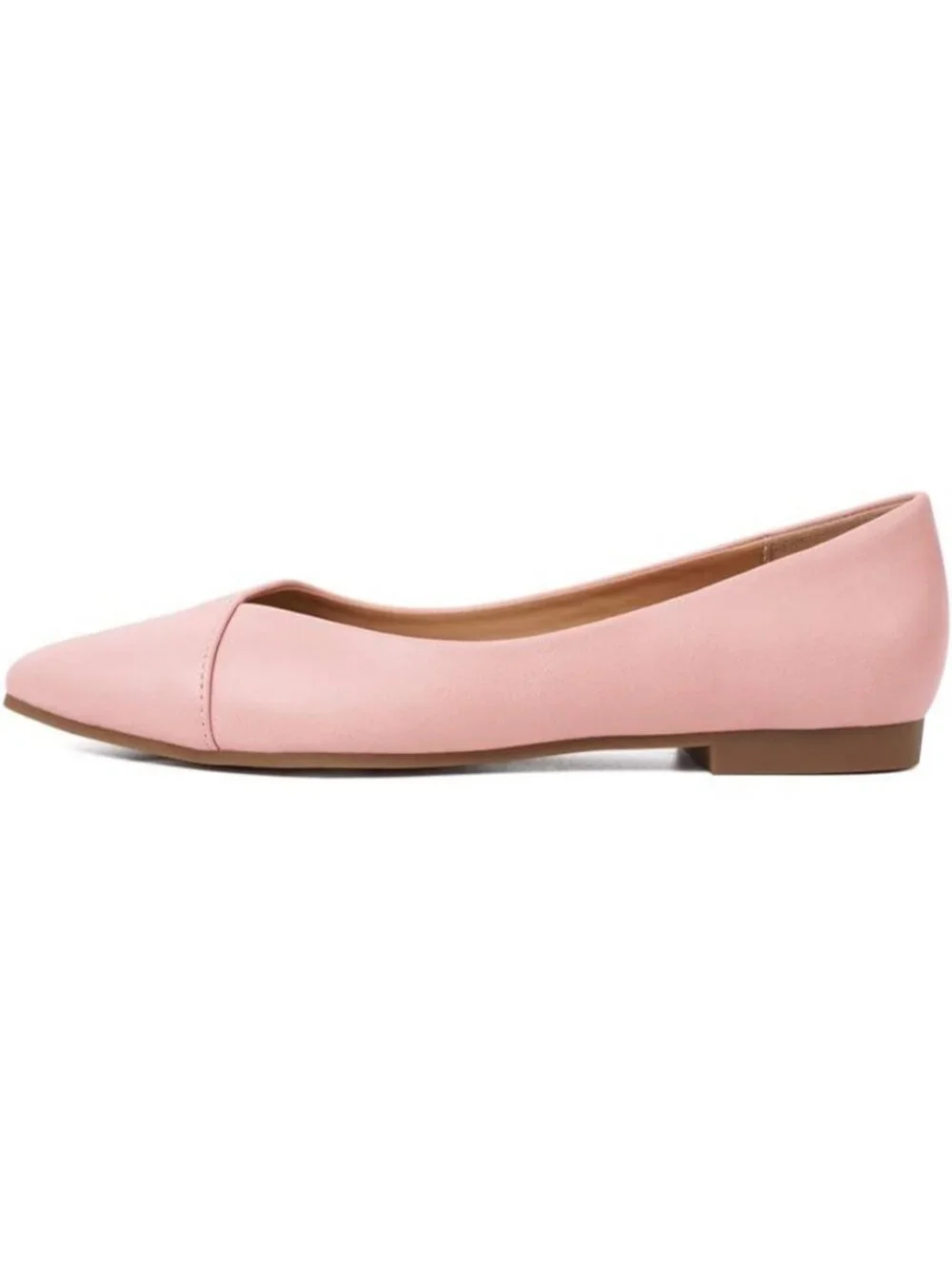 FUNKYMONKEY Women's Pink Faux Leather Pointed Toe Slip On Ballet Low Heel Flats
